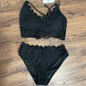 Ribbed tie back bikini